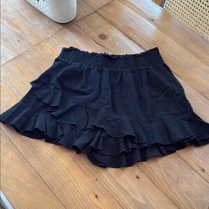 Elegant Black Ruffled Skort